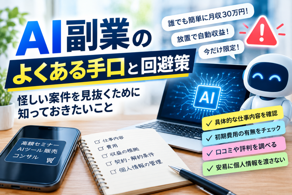 AI副業のよくある手口と回避策｜怪しい案件を見抜くために知っておきたいこと