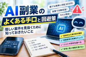 AI副業のよくある手口と回避策|怪しい案件を見抜くために知っておきたいこと AI副業のよくある手口と回避策|怪しい案件を見抜くために知っておきたいこと